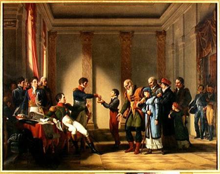 Napoleon Bonaparte (1769-1821) Giving a Pension of A Hundred Napoleons to the Pole, Nerecki, aged 11 à Jean-Charles Tardieu