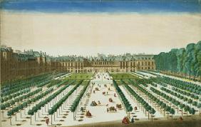 View and Perspective of the Palais Royal from the Garden Side, engraved by Antoine Aveline (1691-174