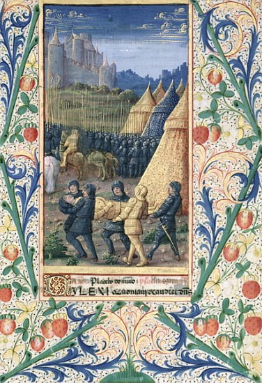 Ms Lat. Q.v.I.126 f.64 The death of Absalom, from the ''Book of Hours of Louis d''Orleans'' à Jean Colombe