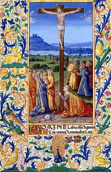 Ms Lat. Q.v.I.126 f.84v The Crucifixion, from the ''Book of Hours of Louis d''Orleans'' à Jean Colombe