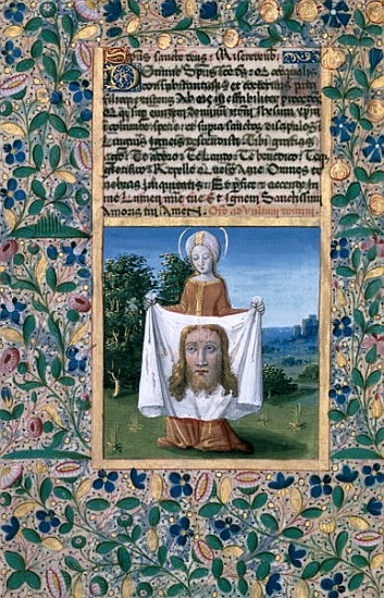 Ms Lat. Q.v.I.126 f.90v St. Veronica, from the ''Book of Hours of Louis d''Orleans'' à Jean Colombe