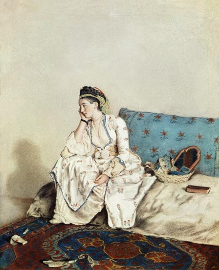 dame en costume oriental sur un divan à Jean-Étienne Liotard