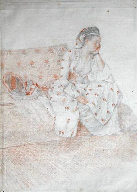 The Countess of Coventry in Turkish Costume (red chalk & pencil on paper) à Jean-Étienne Liotard