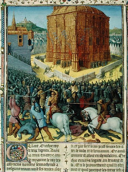 Ms Fr 247 fol.213 The Siege of Jerusalem Nebuchadnezzar, illustration from ''Antiquites Judaiques'', à Jean Fouquet