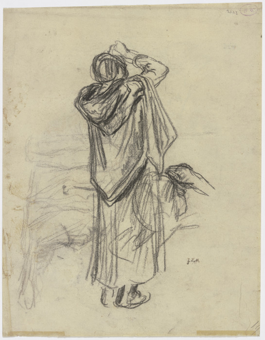 Stehende Frau, emporblickend, vom Rücken gesehen à Jean François Millet