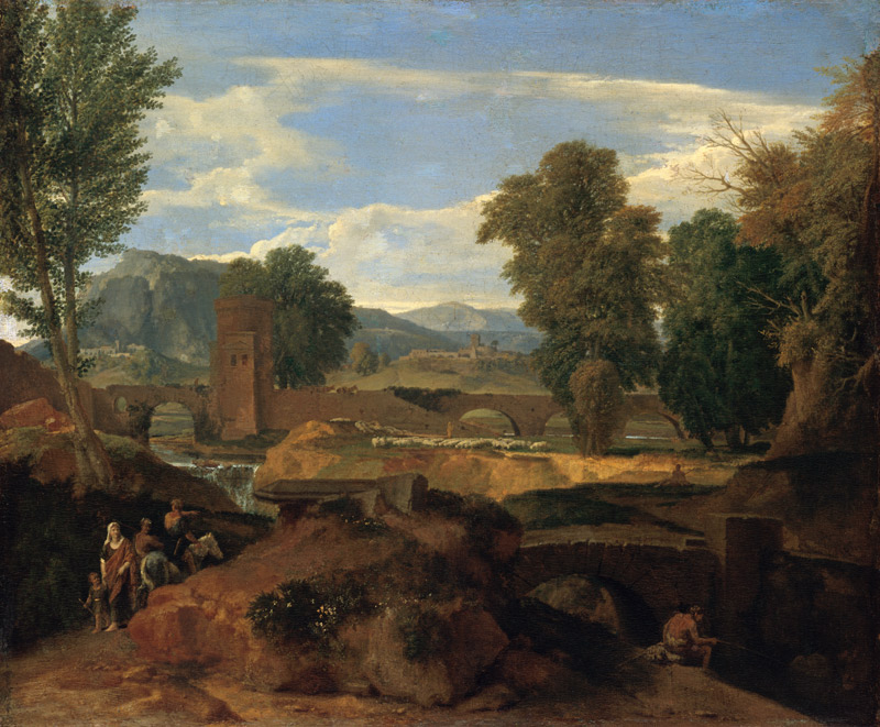 Paysage romain avec le pont à Jean-François Millet
