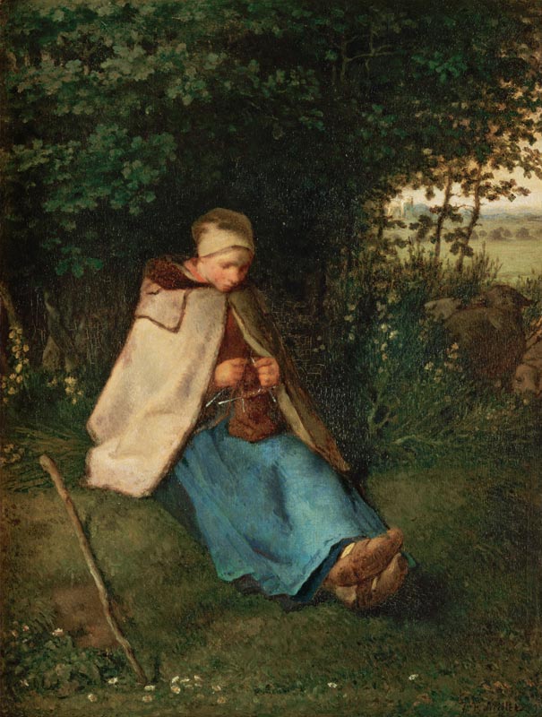 The Knitter or, The Seated Shepherdess à Jean-François Millet