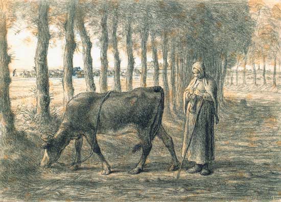 Femme avec une vache à Jean-François Millet