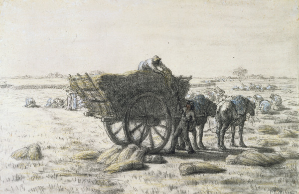J.F.Millet, Harvesters Loading Wheat... à Jean-François Millet