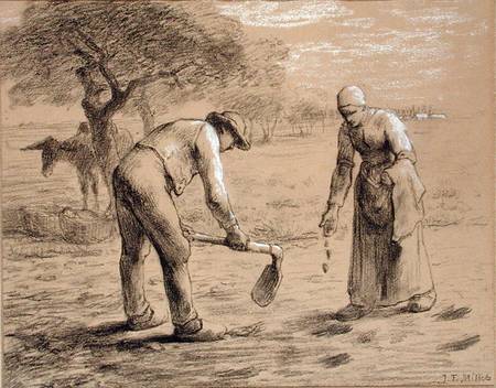 Peasants planting potatoes à Jean-François Millet