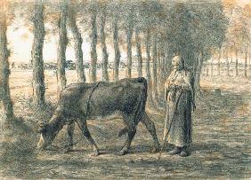 Femme avec une vache