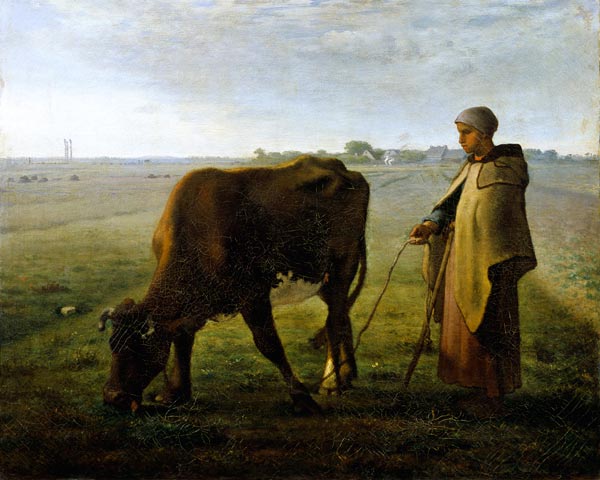 Woman Grazing her Cow à Jean-François Millet