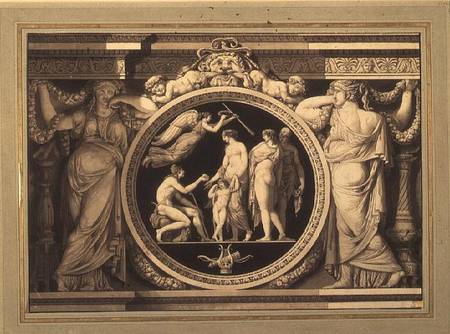 Design for a relief of The Judgement of Paris (pen, brush and à Jean Guillaume Moitte