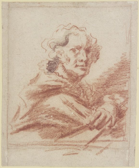 Brustbild eines Mannes im Dreiviertelprofil nach rechts à Jean-Honoré Fragonard