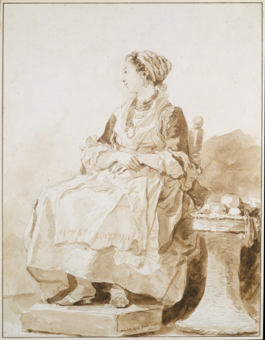 Neapolitan Woman, sitting outside à Jean-Honoré Fragonard