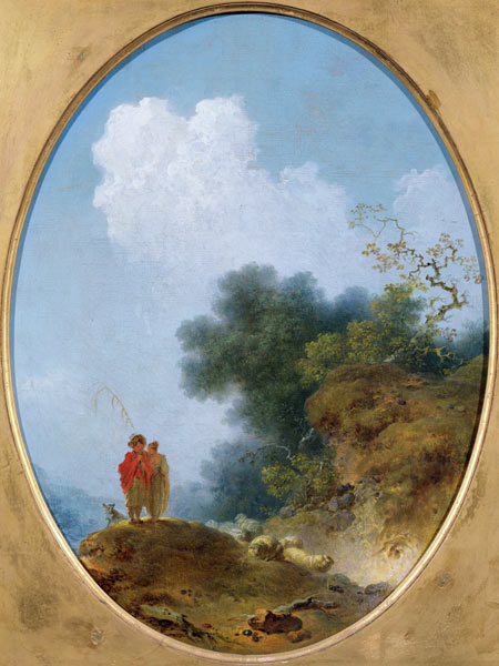 A Shepherd Playing the Flute Whilst a Peasant Girl Listens à Jean Honoré Fragonard