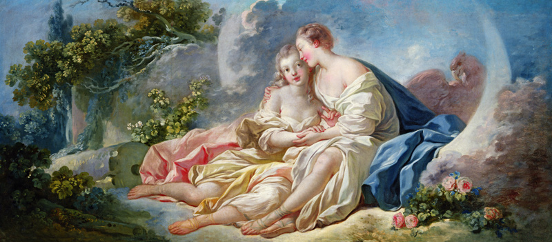 Jupiter disguised as Diana tries to seduce Callisto, c.1753 à Jean Honoré Fragonard