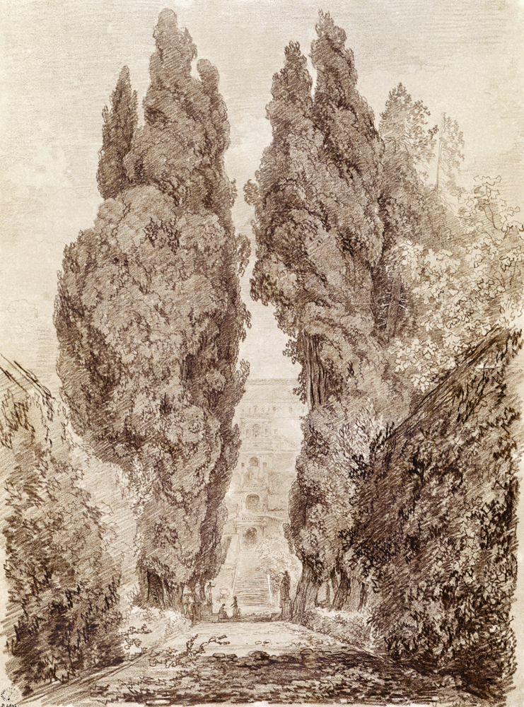 Large Cypresses at the Villa d''Este à Jean Honoré Fragonard