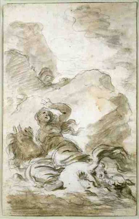 Angelica reaches the Shore Where the Hermit Lies in Wait (chalk, pen à Jean Honoré Fragonard