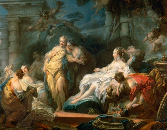 Psyche showing her sisters her gifts from Cupid à Jean Honoré Fragonard