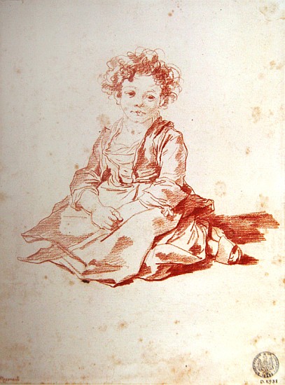 Small girl sitting on the ground à Jean Honoré Fragonard