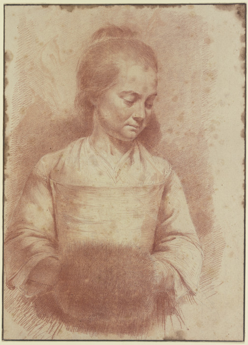 Half-Length Figure of a Young Woman with a Muff à Jean Jacques de Boissieu