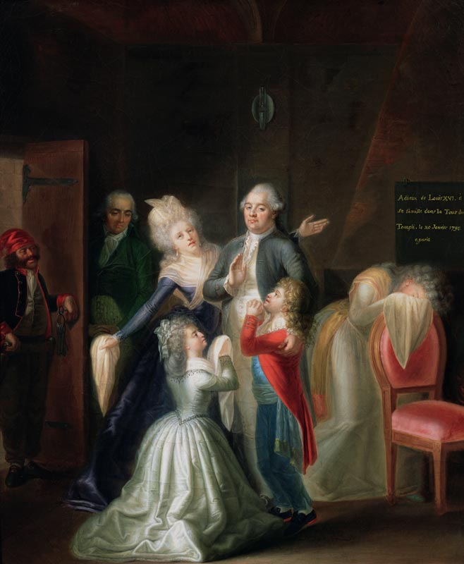 Farewell to Louis XVI his Family in the Temple, 20th January 1793 à Jean-Jacques Hauer
