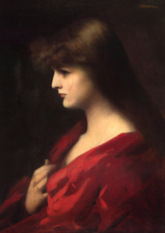 Study of a Woman in Red à Jean-Jacques Henner