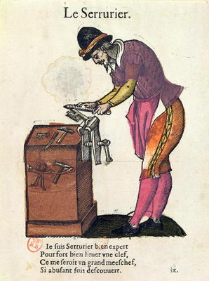 The Locksmith (colour engraving) à Jean Leclerc
