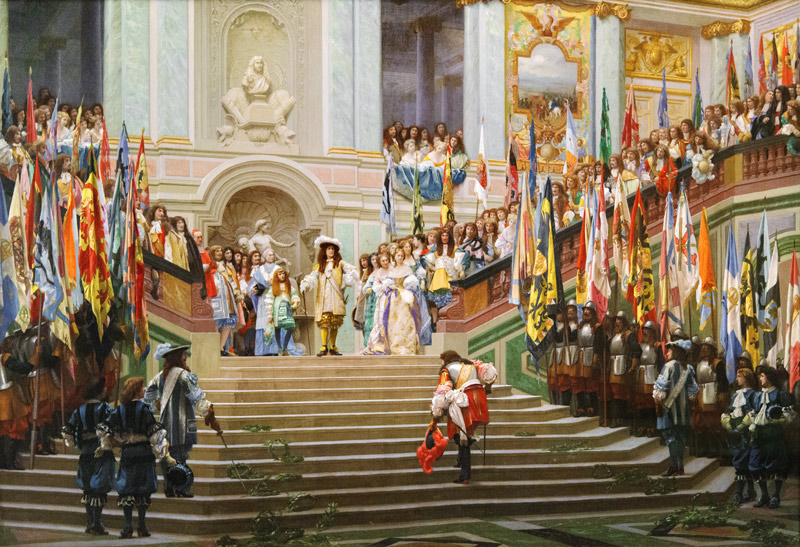 Reception of Louis 2 de Bourbon Conde said the Grand Conde by King Louis 14 a Versailles in 1674 à Jean-Léon Gérome