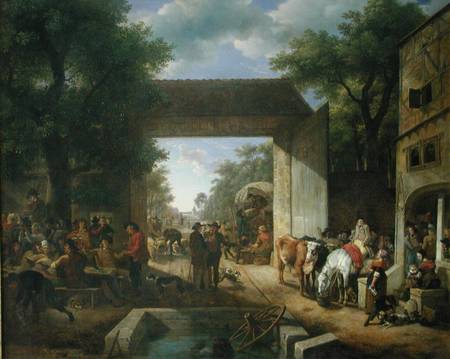 A Market at the Gates of an Inn à Jean Louis De Marne