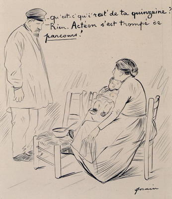 'Qu'est-c' Qu'i'Rest' de ta Quinzaine? - Rien. Acteon S'Est Trompe de Parcours' (pencil on paper) à Jean Louis Forain