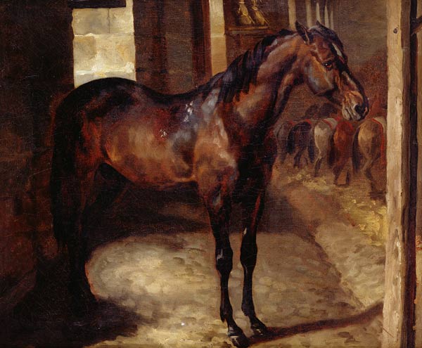 Dark Bay Horse in the stable à Jean Louis Théodore Géricault