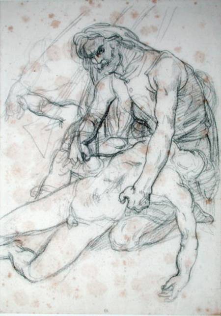 A Father Holding the Body of his Son, study for The Raft of the Medusa cil on à Jean Louis Théodore Géricault