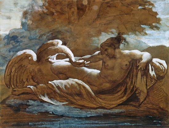 Leda and the Swan (black chalk and w/c) à Jean Louis Théodore Géricault