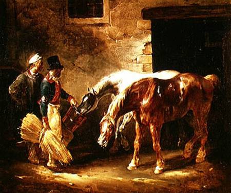 Deux chevaux à la porte d'une étable à Jean Louis Théodore Géricault