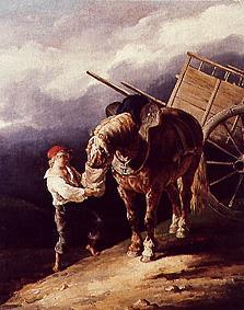 Stallbursche un cheval avoine donnant. à Jean Louis Théodore Géricault