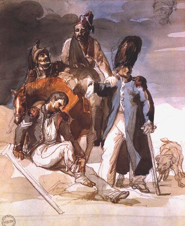 Soldats blessés sur le résiège en provenance de Russie à Jean Louis Théodore Géricault