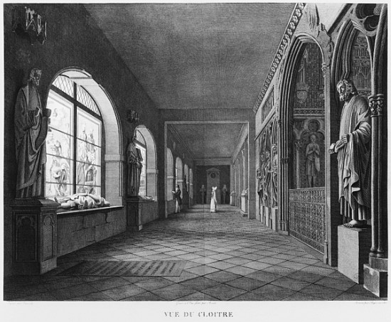 View of the cloister, Musee des Monuments Francais, Paris, illustration from ''Vues pittoresques et  à Jean Lubin Vauzelle