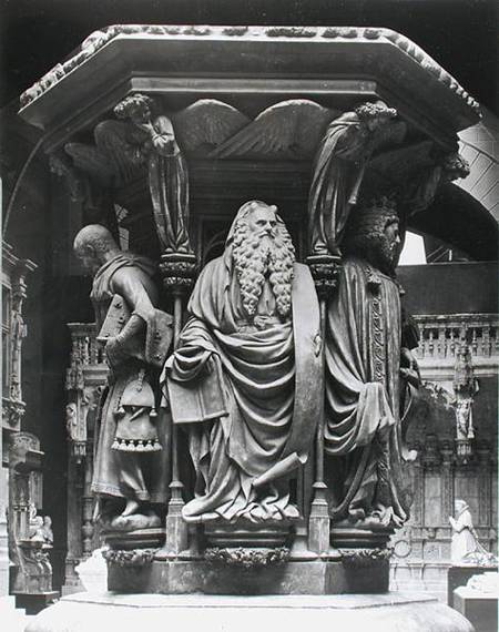 Moses, detail from the hexagonal pedestal of the Well of Moses, copy of the original from Chartreuse à Jean Malouel