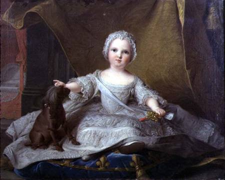 Portrait of Marie-Zephyrine (1750-55) of France with her Dog à Jean Marc Nattier