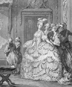 The Queen's Lady-in-Waiting, engraved by P.A. Martini (1739-97)