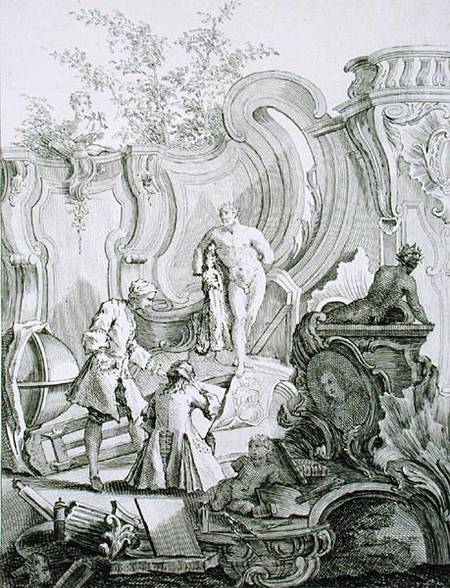Craftsmen working on designs, from 'Rococo Ornament', engraved by Antoine Aveline (1691-1743) à Jean Mondon