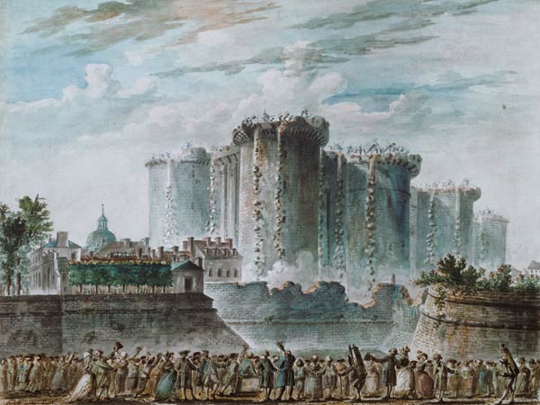 The Destruction of the Bastille, 14th July 1789 à Jean-Pierre Houel