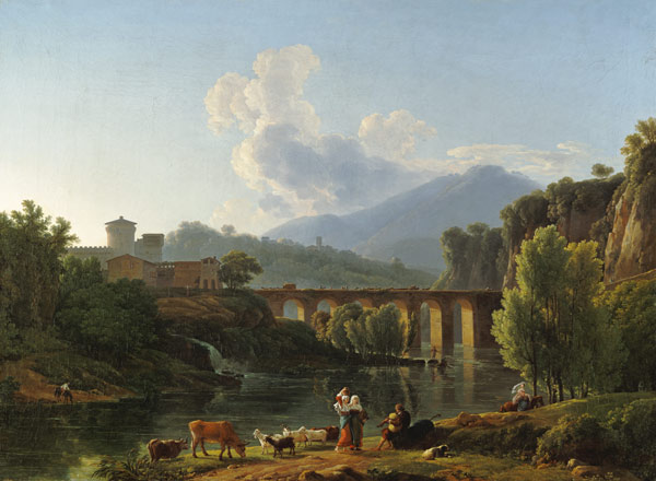 Paysage romain avec le pont à Jean-Pierre-Xavier Bidauld