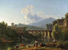 Paysage romain avec le pont