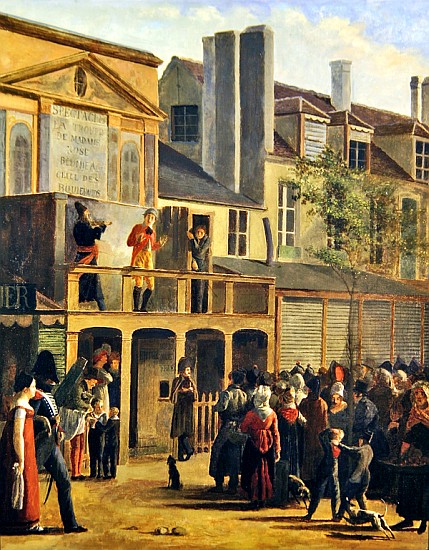 Street theatre performance of Bobeche and Galimafre, c.1820 à Jean Roller