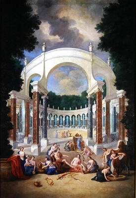 The Groves of Versailles. View of the Colonade with Apollo and the Nymphs (oil on canvas) à Jean le Jeune Cotelle