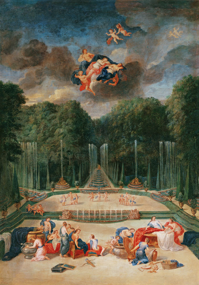 The Groves of Versailles. View of the Theatre of Water with Nymphs waiting to receive Psyche (oil on à Jean le Jeune Cotelle