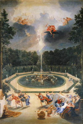 The Groves of the Versailles. View of the Fountain of Enceladus with the Feast of Lycaon (oil on can à Jean le Jeune Cotelle
